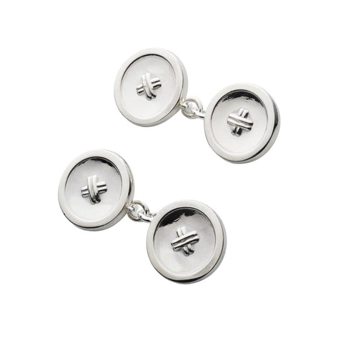 Button Cufflinks In Sterling Silver
