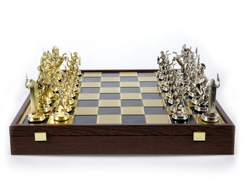 Athenian Hoplites Chess Set with blue chessboard