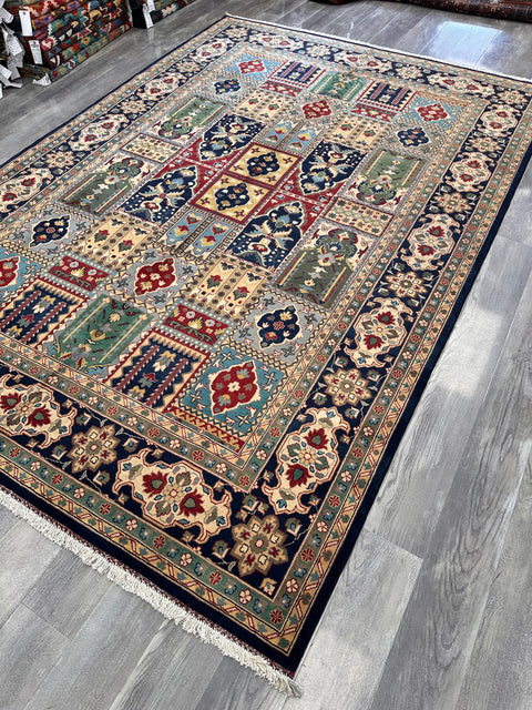 Hand-Knotted Afghani Bakhtiari Garden Rug | 6'9" x 9'10" Wool Area Rug