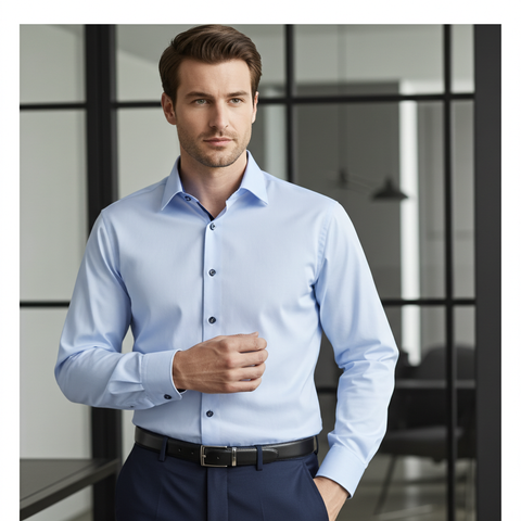 Ralph Stretch Button-Up Shirt - Blue