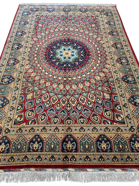 Afghani Parak Hand-Knotted Wool Rug | 6’6″ x 9’10″ Traditional Dome Motif