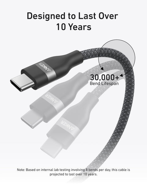Anker USB-C to USB-C Cable (3 ft / 6 ft, 240W, Upcycled-Braided)