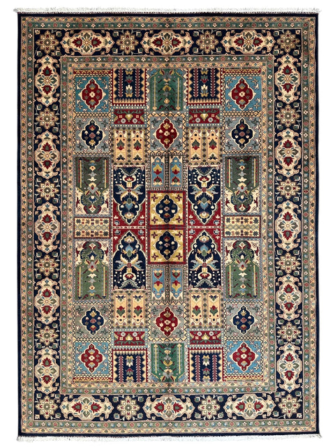 Hand-Knotted Afghani Bakhtiari Garden Rug | 6'9" x 9'10" Wool Area Rug