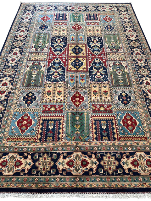 Hand-Knotted Afghani Bakhtiari Garden Rug | 6'9" x 9'10" Wool Area Rug