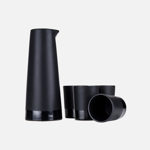 5-Piece Stoneware Sake Set in Black