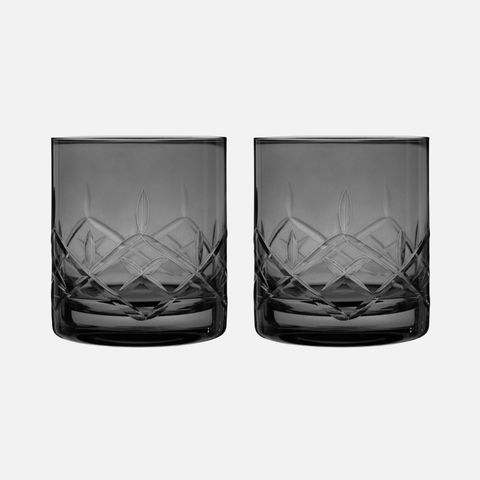 Admiral Crystal Rocks Glasses in Smoke Set of 2