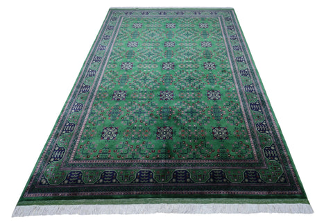Hand-Knotted Afghani Bukharayi Wool Rug – 6’7″  x  9’9″