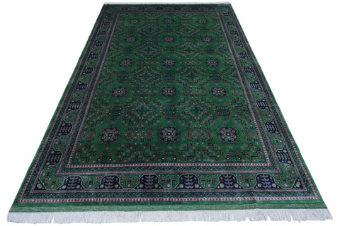Hand-Knotted Afghani Bukharayi Wool Rug – 6’7″  x  9’9″