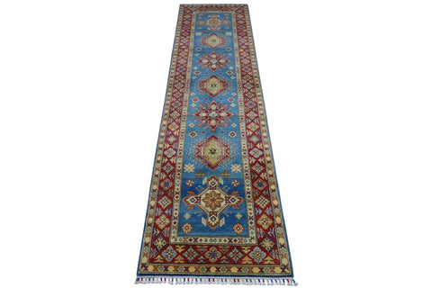 Hand-Knotted Afghani Kazak Wool Rug – 2’9″  x  9’9″