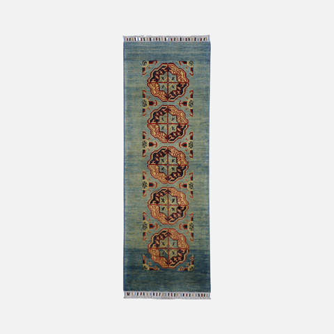 Hand-Knotted Afghani Kazak Wool Rug – 2’1″  x  5’7″