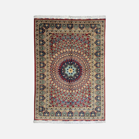 Afghani Parak Hand-Knotted Wool Rug | 6’6″ x 9’10″ Traditional Dome Motif