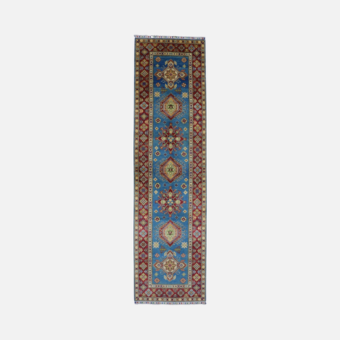 Hand-Knotted Afghani Kazak Wool Rug – 2’9″  x  9’9″