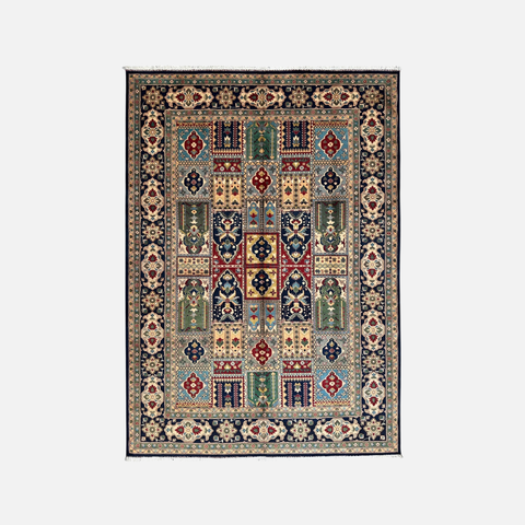 Hand-Knotted Afghani Bakhtiari Garden Rug | 6'9" x 9'10" Wool Area Rug