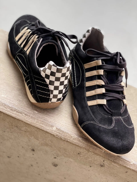 Men's Racing Sneaker in Black & Gold