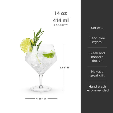 Raye Angled Gin & Tonic Glasses Set of 4