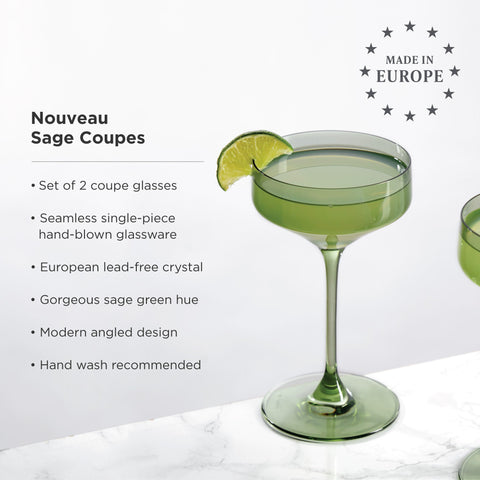 Coupe Glasses in Sage Set of 2