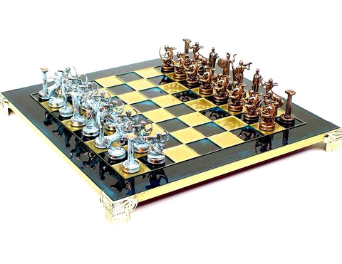 Greek Mythology Chess Set with blue chessboard
