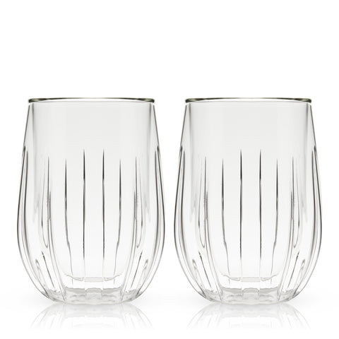 Double-Walled Stemless Wine Glasses Set of 2