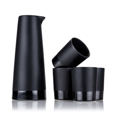 5-Piece Stoneware Sake Set in Black